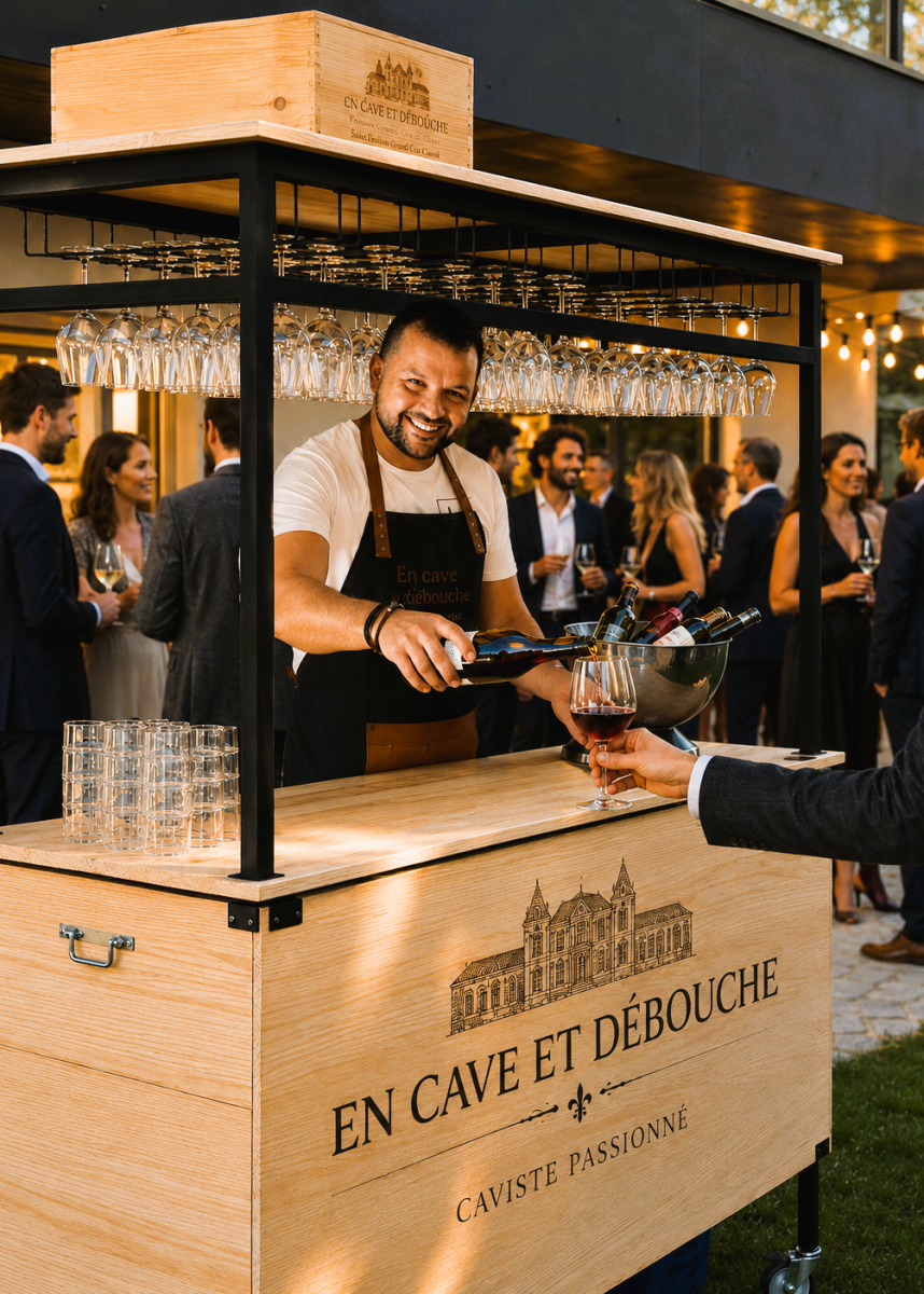 Bar à vin ambulant soirée avec convives